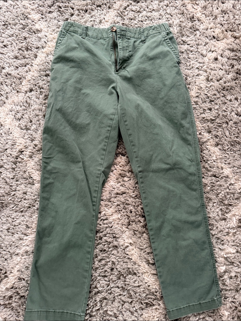 Old Navy Women's Cropped Olive Chino Pants - Classic Straight Fit Elastic Waist